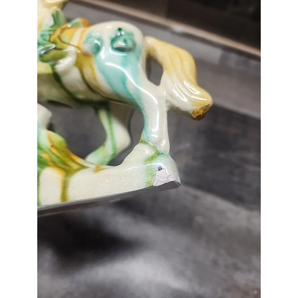 Vintage Chinese Tang STYLE Sancai Tri Glaze Ceramic Horse Statue